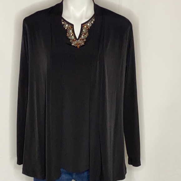 Susan Graver Artisan Liquid Knit Twin Set, S - Picture 2 of 8